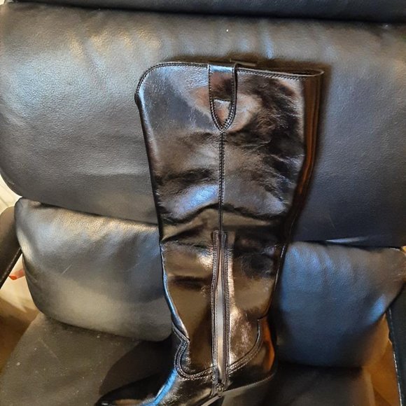 New ! Steve By Steve Madden Ninette Leather Knee-High Boot Women Black Sz 7.5/9 - Picture 1 of 5